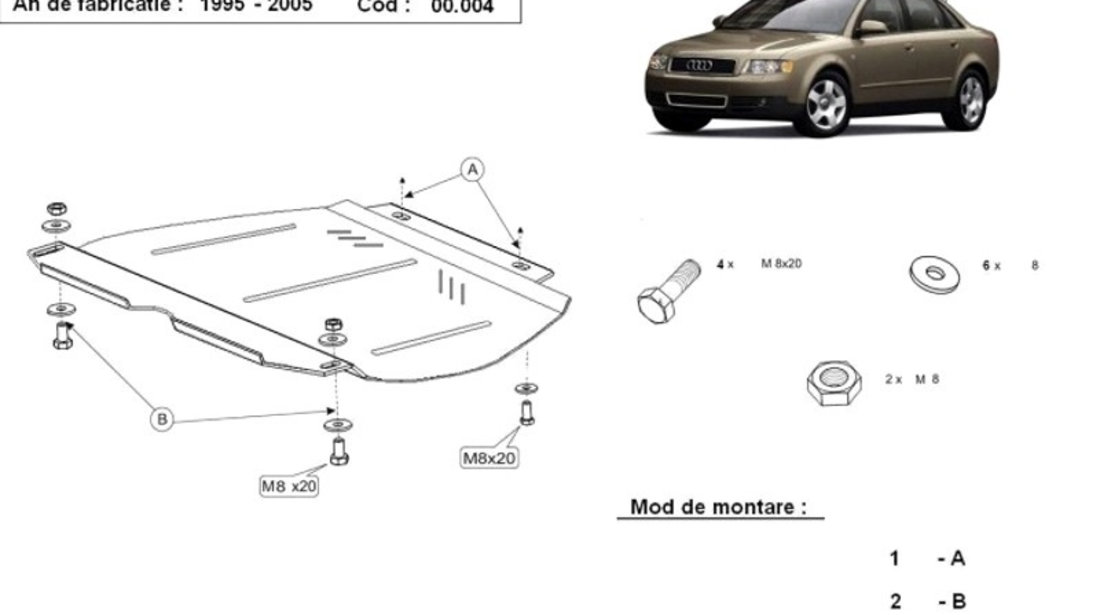 Scut metalic pentru cutia de viteze manuala Audi A4 B6 2000-2005