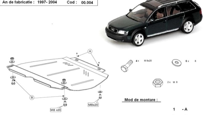 Scut metalic pentru cutia de viteze manuala Audi A6 C5 1997-2004