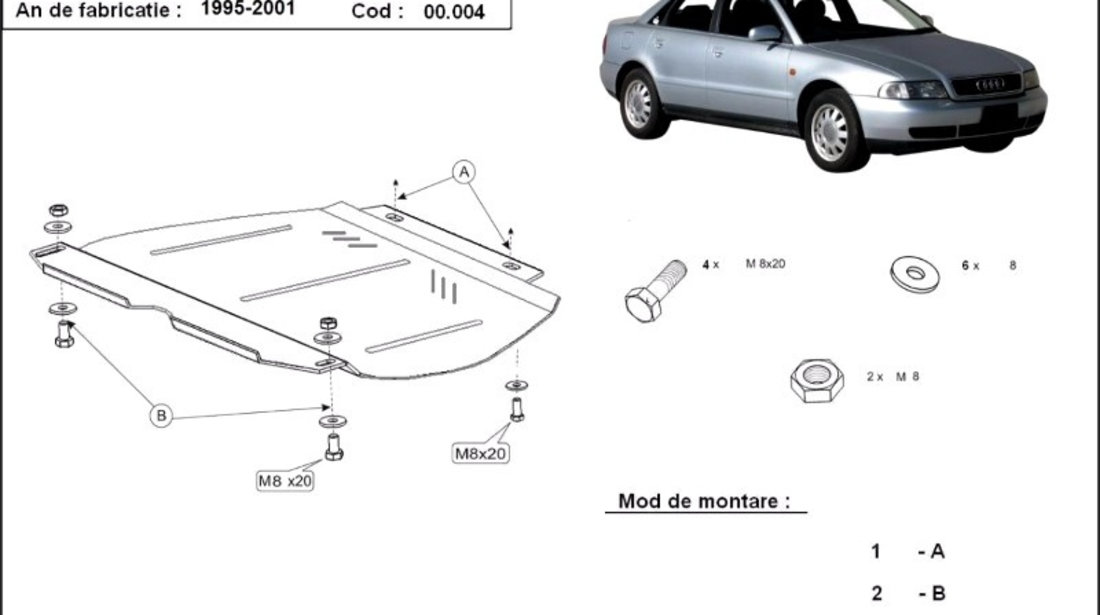 Scut metalic pentru cutia de viteze manuala Audi A4 B5 1994-2001