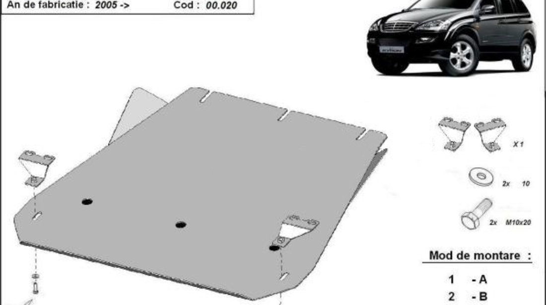 Scut metalic pentru cutia de viteze SsangYong Kyron 2005-2014