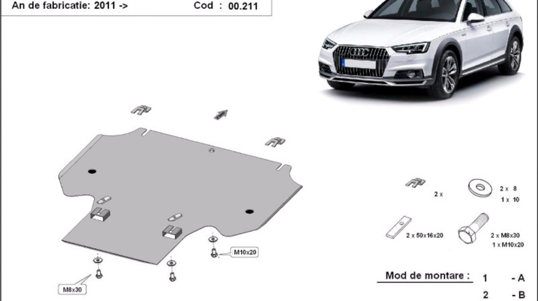 Scut metalic pentru cutie de viteze Audi Allroad C7 2011-prezent