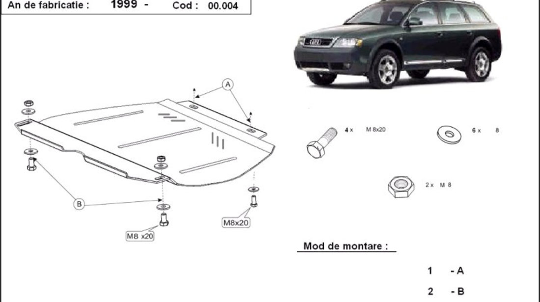 Scut metalic pentru cutie de viteze - manuala Audi Allroad C5 2000-2005