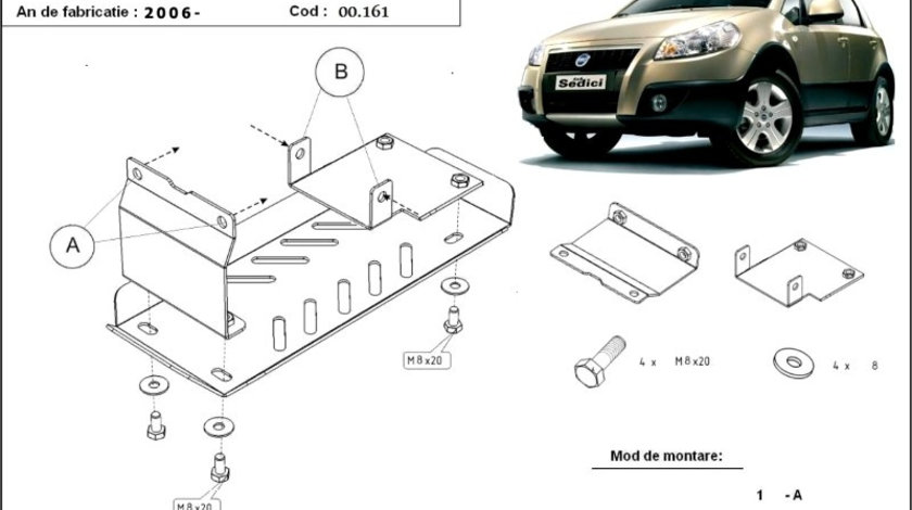 Scut metalic pentru diferential Fiat Sedici 2006-2015