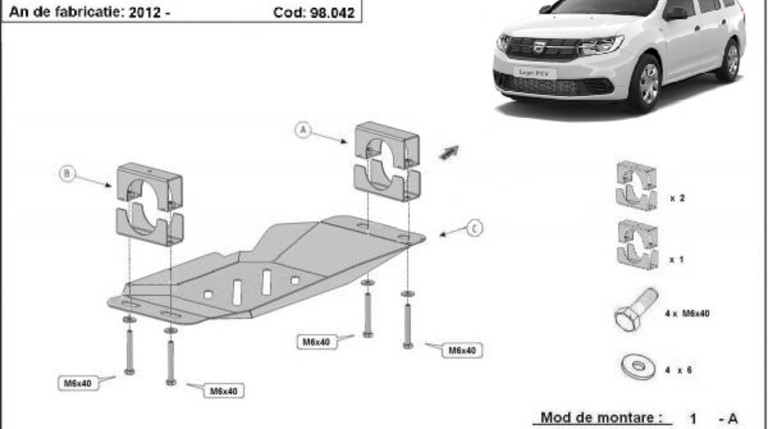 Scut metalic pentru EGR Dacia Logan MCV Stop&Go 2013-2020