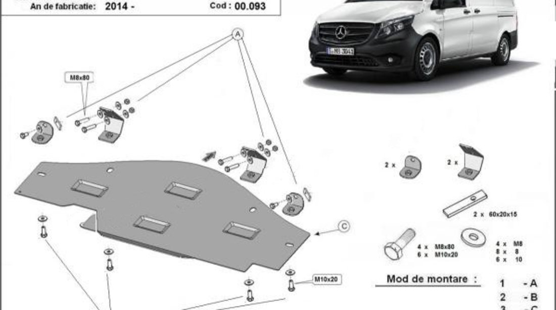 Scut metalic pentru sistemul Stop&Go Mercedes V-Class W447 1.6Diesel 2x4 2014-prezent
