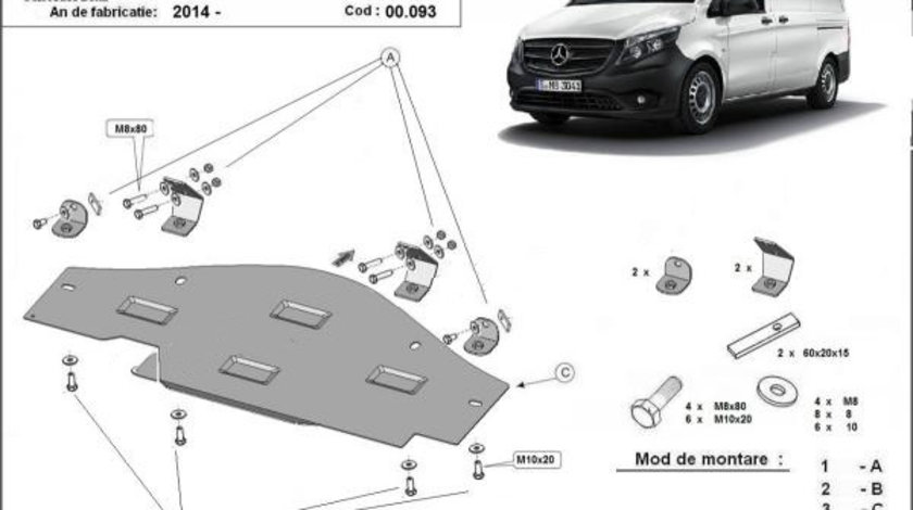 Scut metalic pentru sistemul Stop&Go Mercedes V-Class W447 1.6Diesel 2x4 2014-prezent