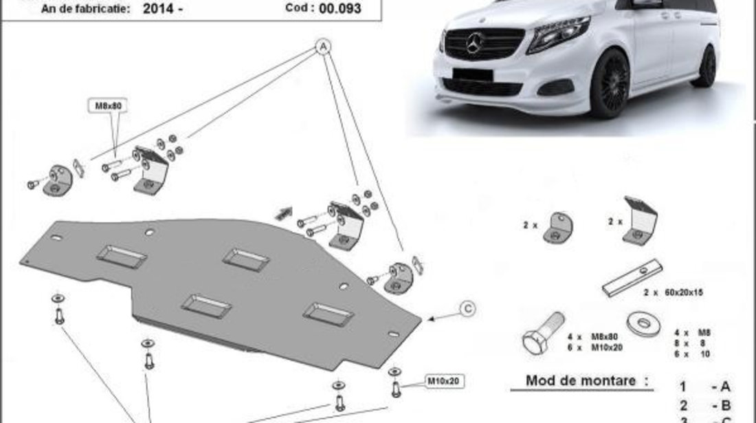 Scut metalic pentru sistemul Stop&Go Mercedes Viano W447 1.6Diesel, 2x4 2014-prezent