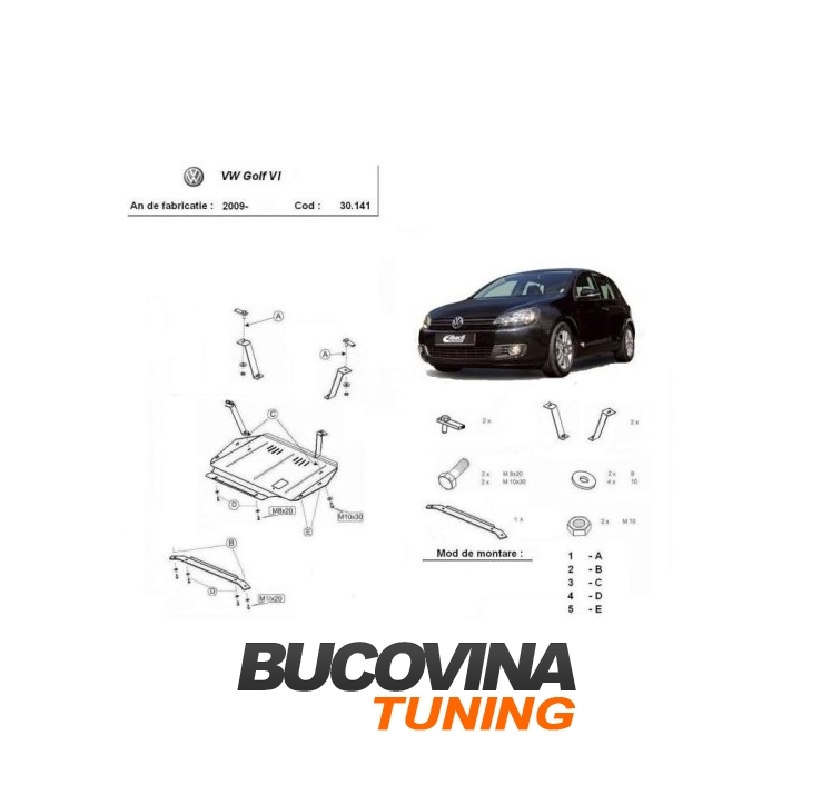 SCUT METALIC  PENTRU VW GOLF 6