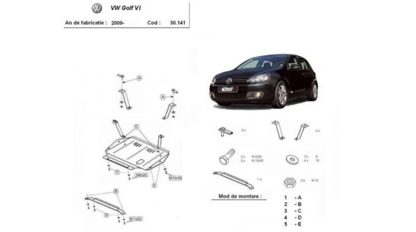 SCUT METALIC PENTRU VW GOLF 6