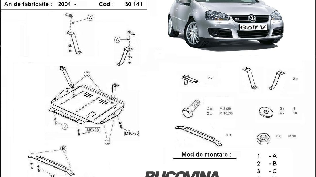 SCUT METALIC  PENTRU VW GOLF V