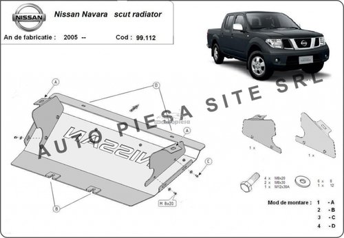 Scut metalic radiator Nissan Navara fabricat incepand cu 2005 APS-99,112 piesa NOUA