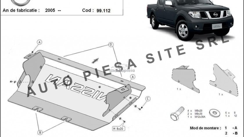 Scut metalic radiator Nissan Navara fabricat incepand cu 2005 APS-99,112 piesa NOUA