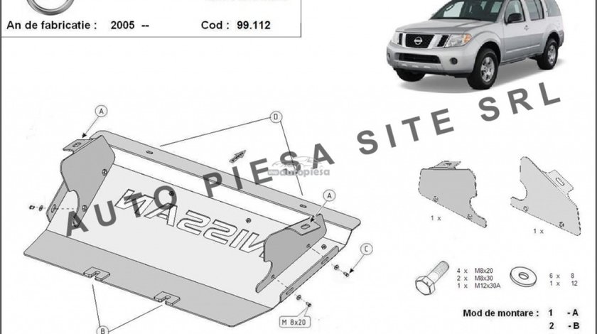 Scut metalic radiator Nissan Pathfinder fabricat incepand cu 2005 APS-99,112 piesa NOUA