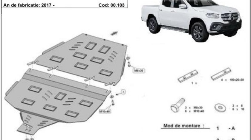 Scut metalic reductor si cutie de viteze Mercedes X-Class W470 2017-prezent