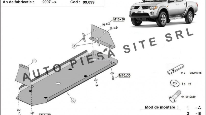 Scut metalic rezervor Mitsubishi L200 fabricat incepand cu 2007 APS-99,099 piesa NOUA