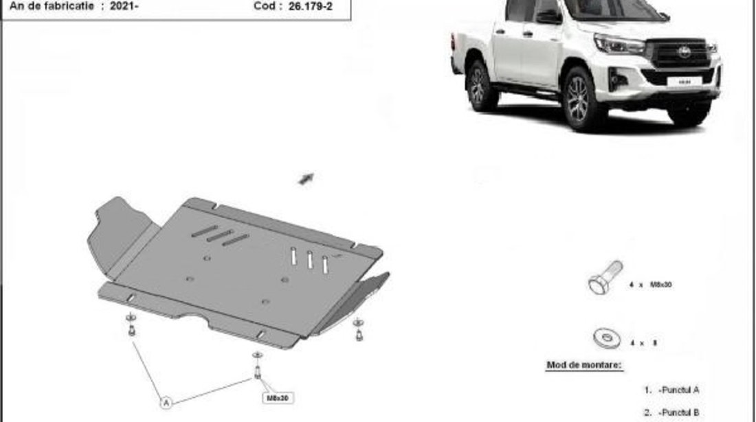 Scut motor aluminiu 6mm Toyota Hilux Invincible 2021-prezent