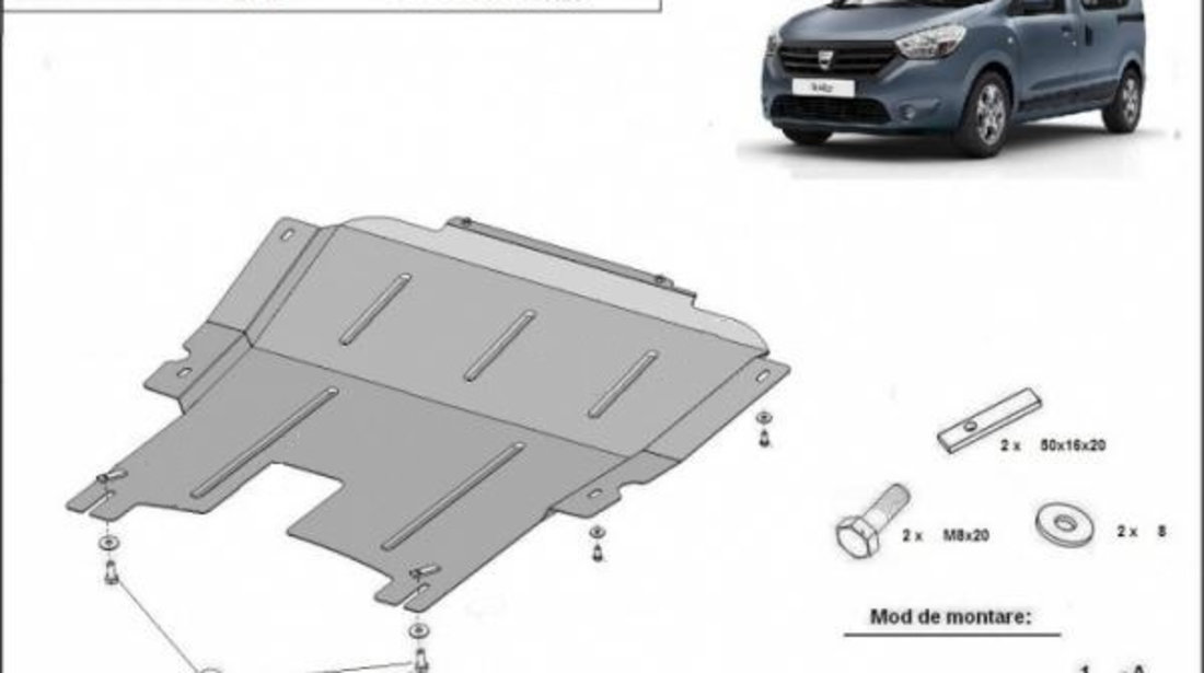 Scut motor aluminiu Dacia Dokker 2012-prezent