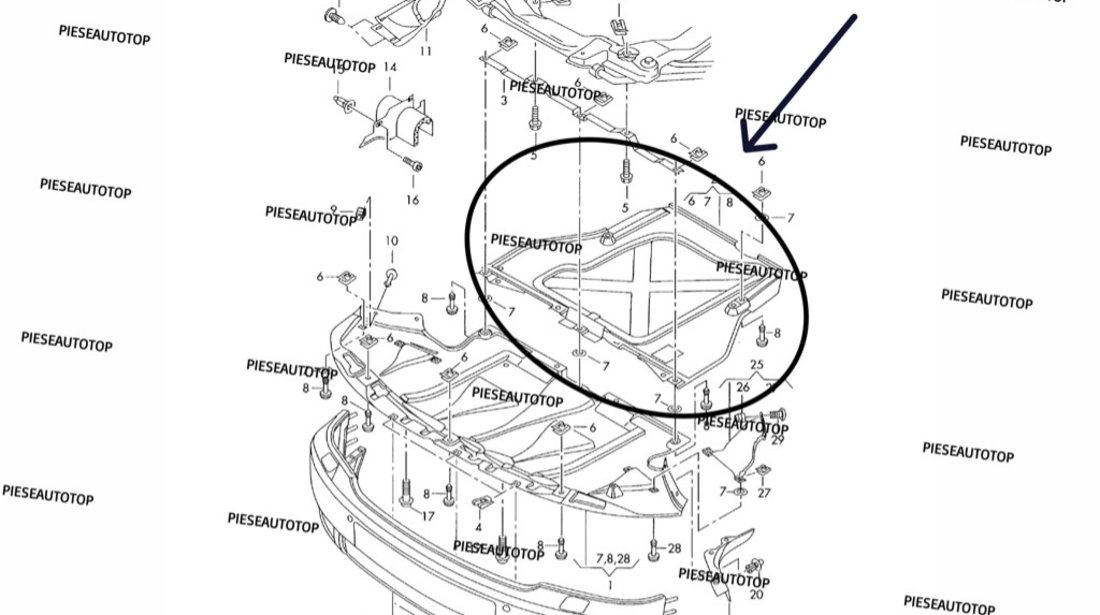 Scut motor Audi A4 B6 2000-2004 NOU 8E0863822D (Partea din spate)