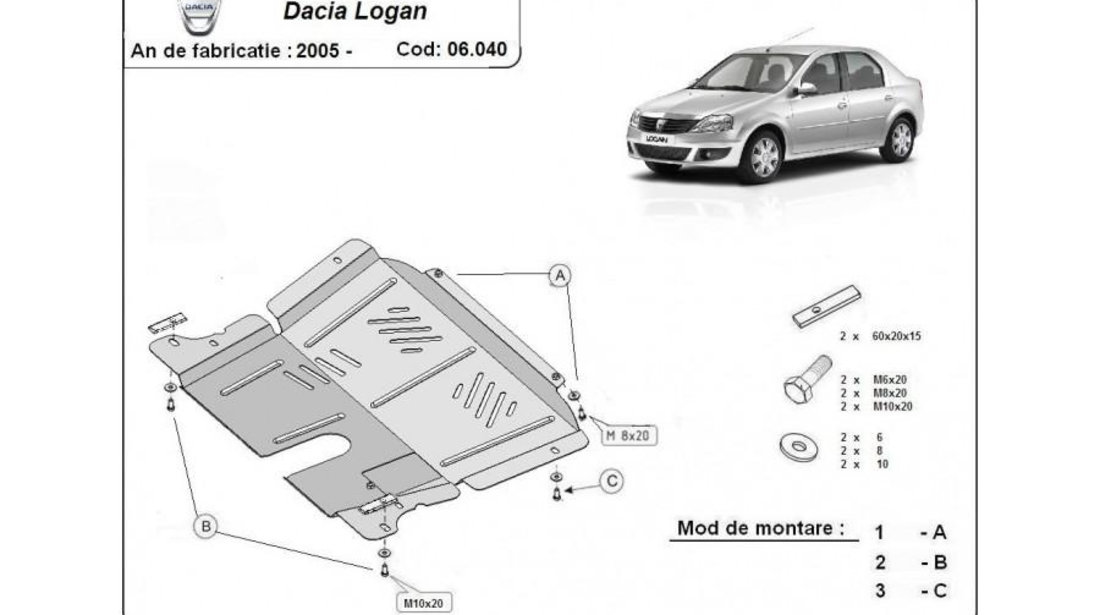Scut motor metalic 1 Dacia Logan 1 (2004-2012) [LS_] #5