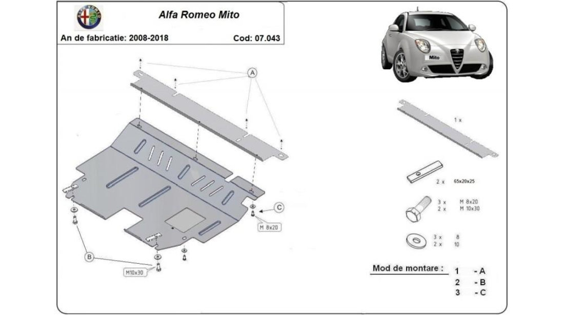 Scut motor metalic Alfa Romeo Mito (2008->) [955] #5