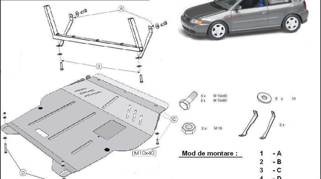 Scut motor metalic Audi A3 8L 1996-2003