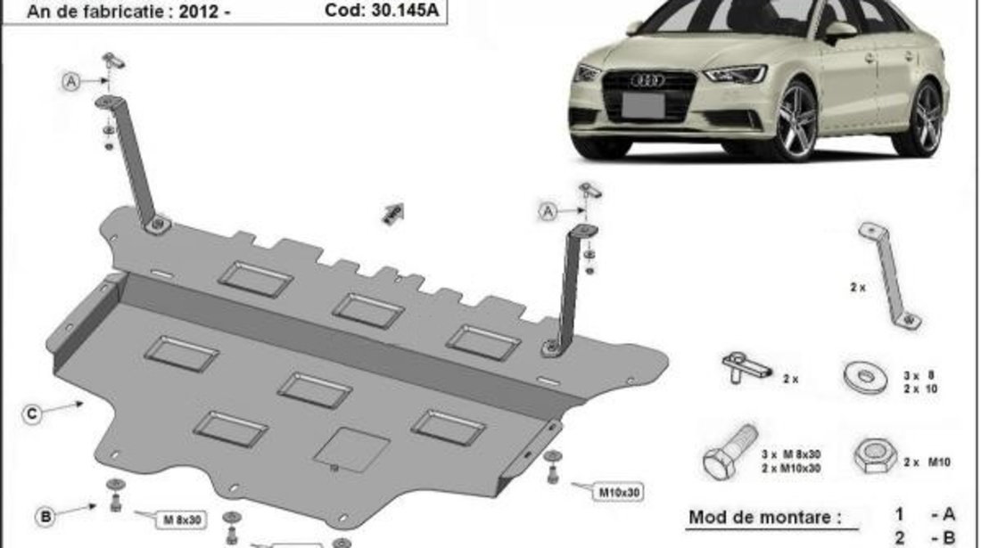 Scut motor metalic Audi A3 8V Cutie Automata 2013-2020