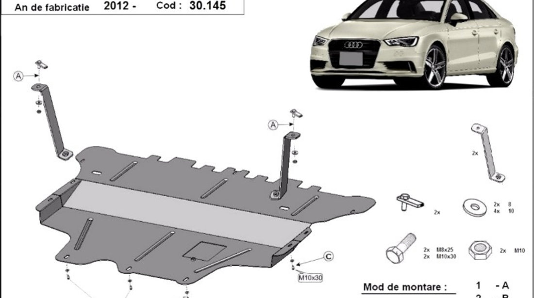 Scut motor metalic Audi A3 8V Cutie Manuala 2013-2020