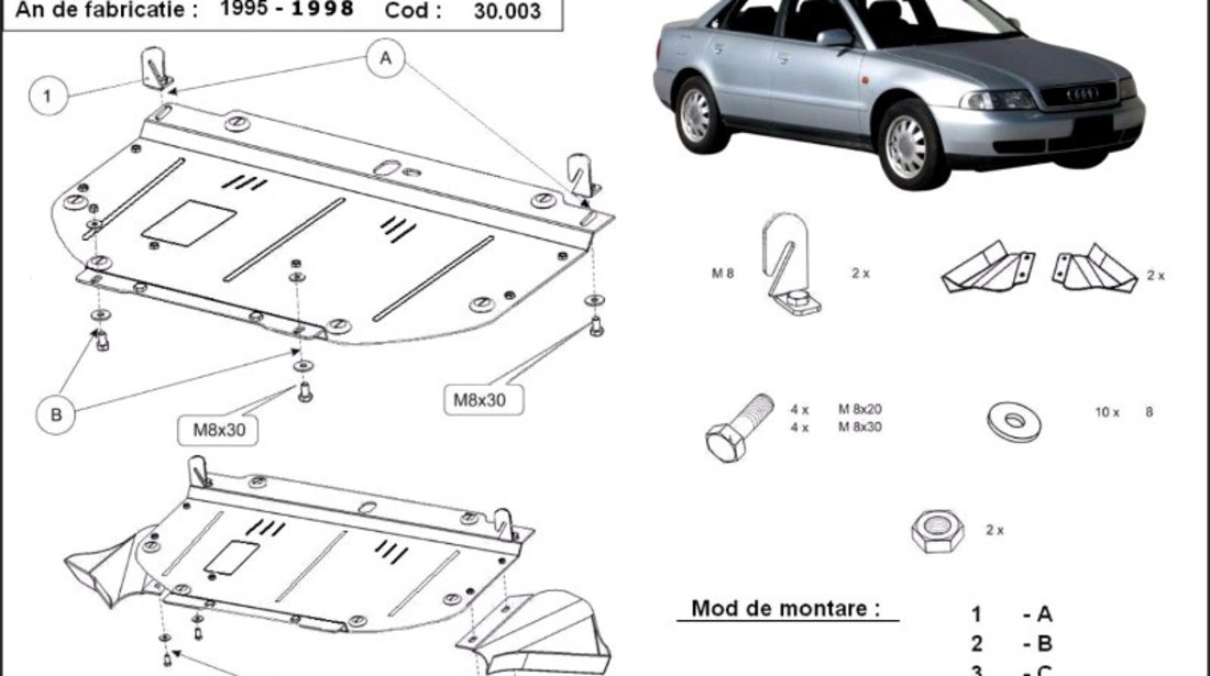 Scut motor metalic Audi A4 B5 1994-2001