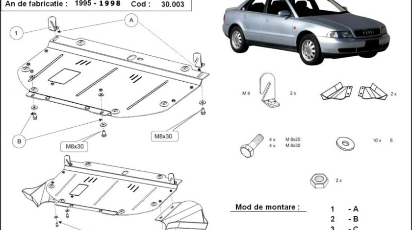 Scut motor metalic Audi A4 B5 1994-2001