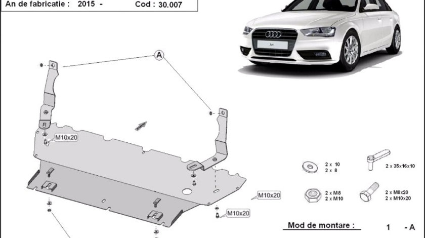 Scut motor metalic Audi A4 B9 2015-prezent