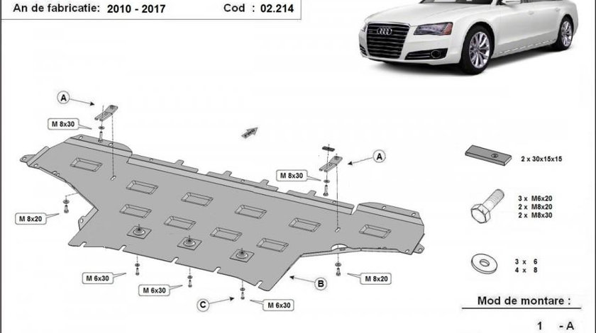 Scut motor metalic Audi A8 2010-2017