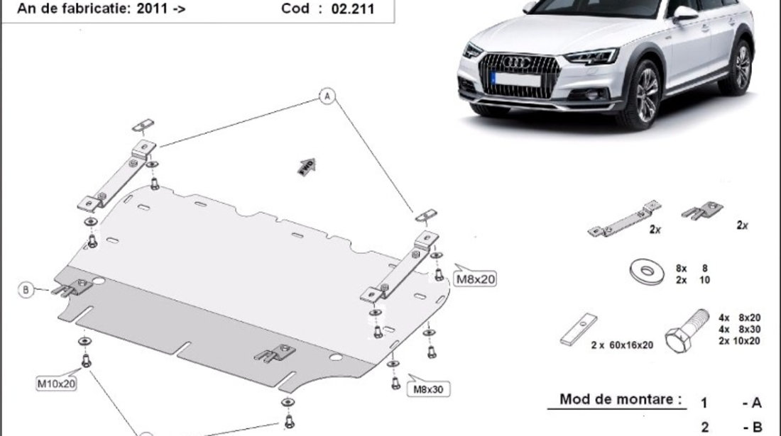 Scut motor metalic Audi Allroad C7 2011-prezent