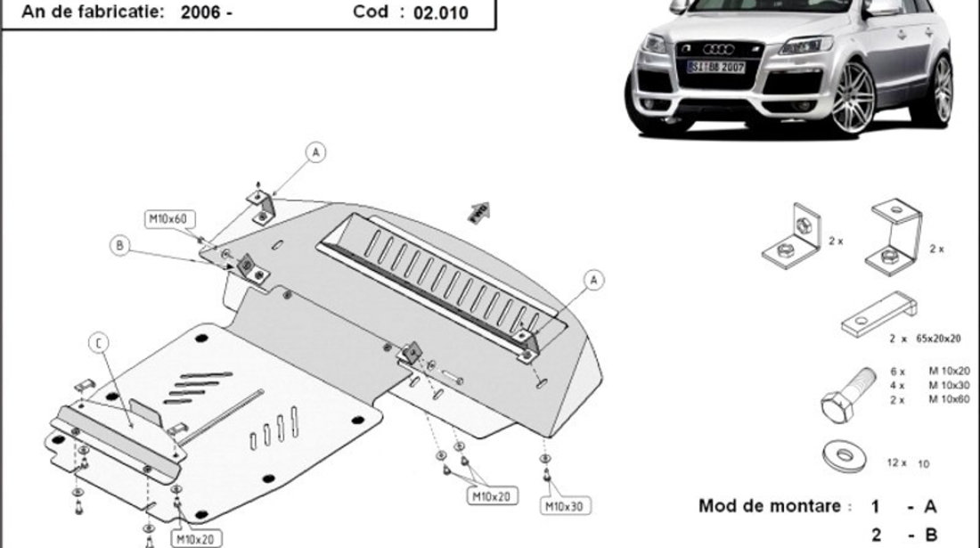 Scut motor metalic Audi Q7 S-Line 2006-2015