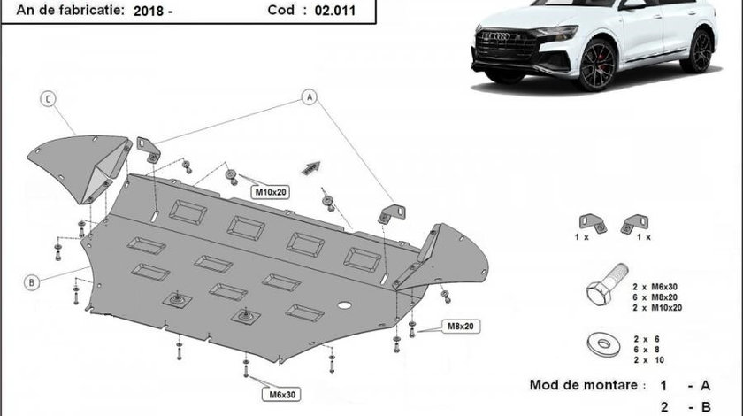 Scut motor metalic Audi Q8 2018-prezent