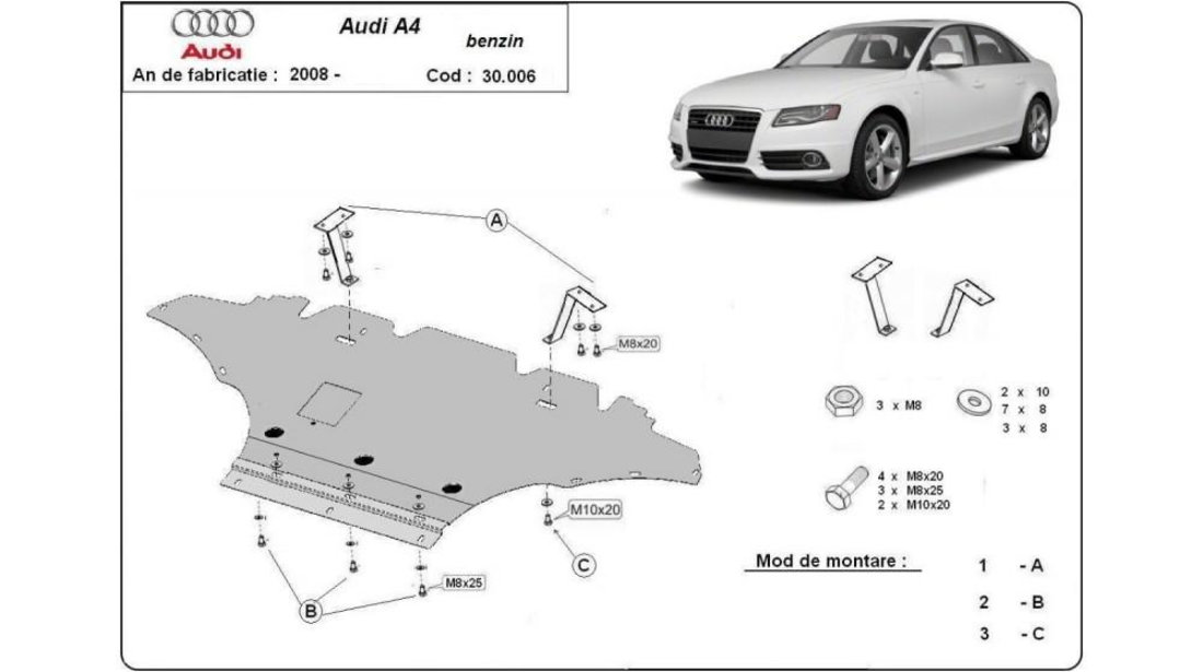 Scut motor metalic b8 - benzina Audi A4 (2007-2011) [8K , B8 ] #5