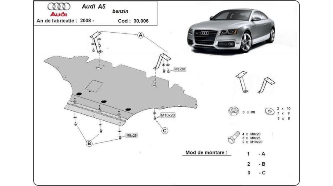 Scut motor metalic - benzina Audi A5 Coupe (2007-2011) [8T3] #5
