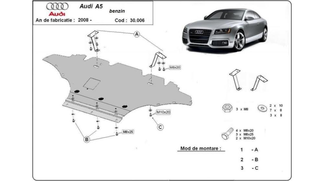 Scut motor metalic - benzina Audi A5 Sportback (2009-2011) [8TA] #5