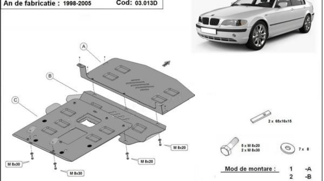 Scut motor metalic Bmw Seria 3 E46 Diesel 1998-2005