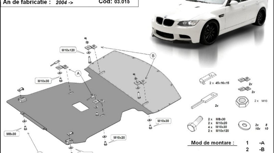 Scut motor metalic Bmw Seria 3 E90/E91 2004-2011