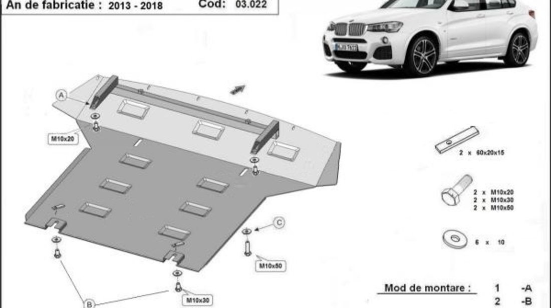 Scut motor metalic BMW X4 F26 2014-2018