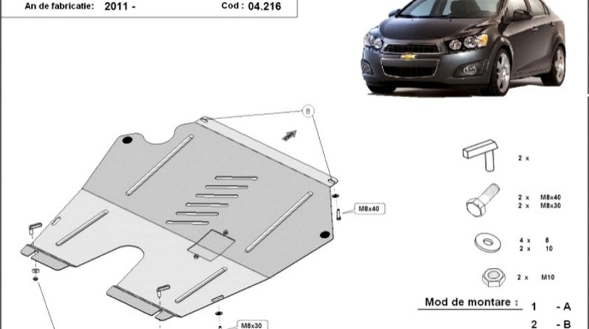 Scut motor metalic Chevrolet Aveo 2011-2020