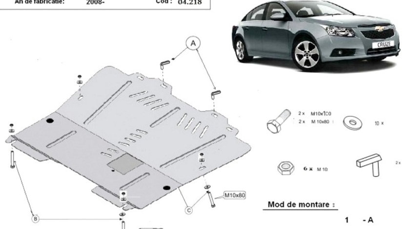 Scut motor metalic Chevrolet Cruze 2009-2016