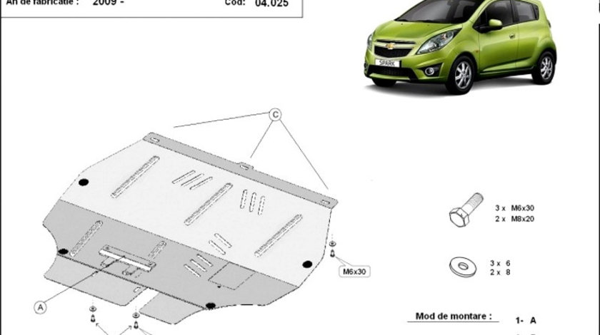 Scut motor metalic Chevrolet Spark 2010-prezent