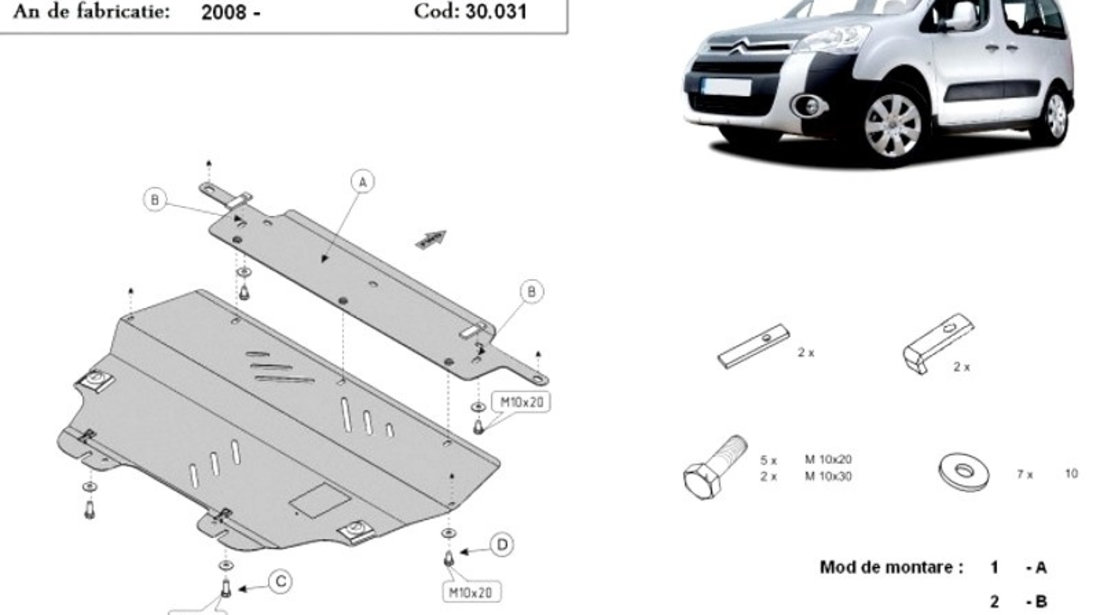 Scut motor metalic Citroen Berlingo 2008-2018