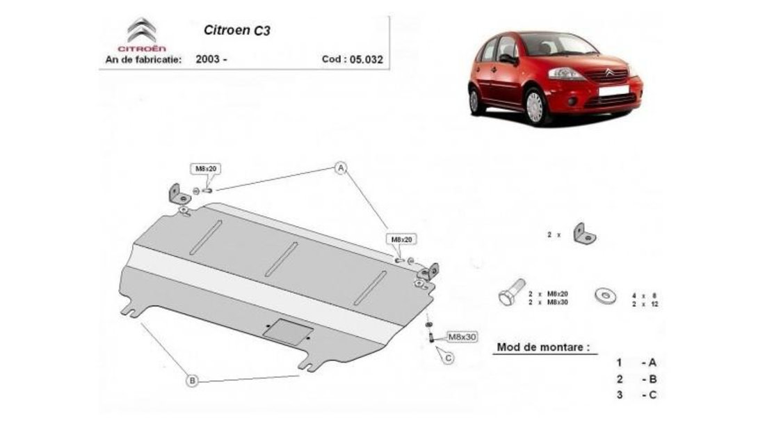 Scut motor metalic Citroen C3 Pluriel (2003->) [HB_] #5