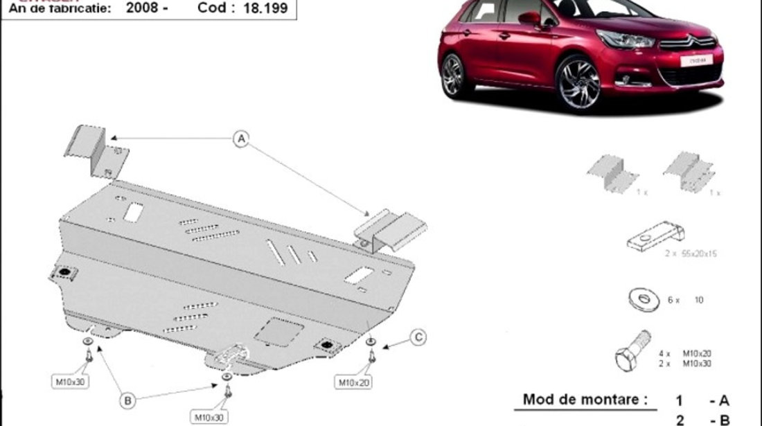 Scut motor metalic Citroen C4 2008-2018