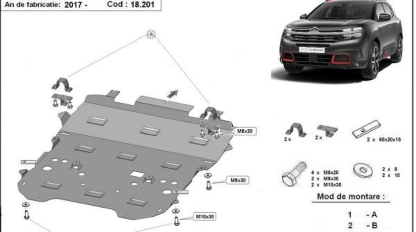 Scut motor metalic Citroen C5 Aircross 2018-prezent