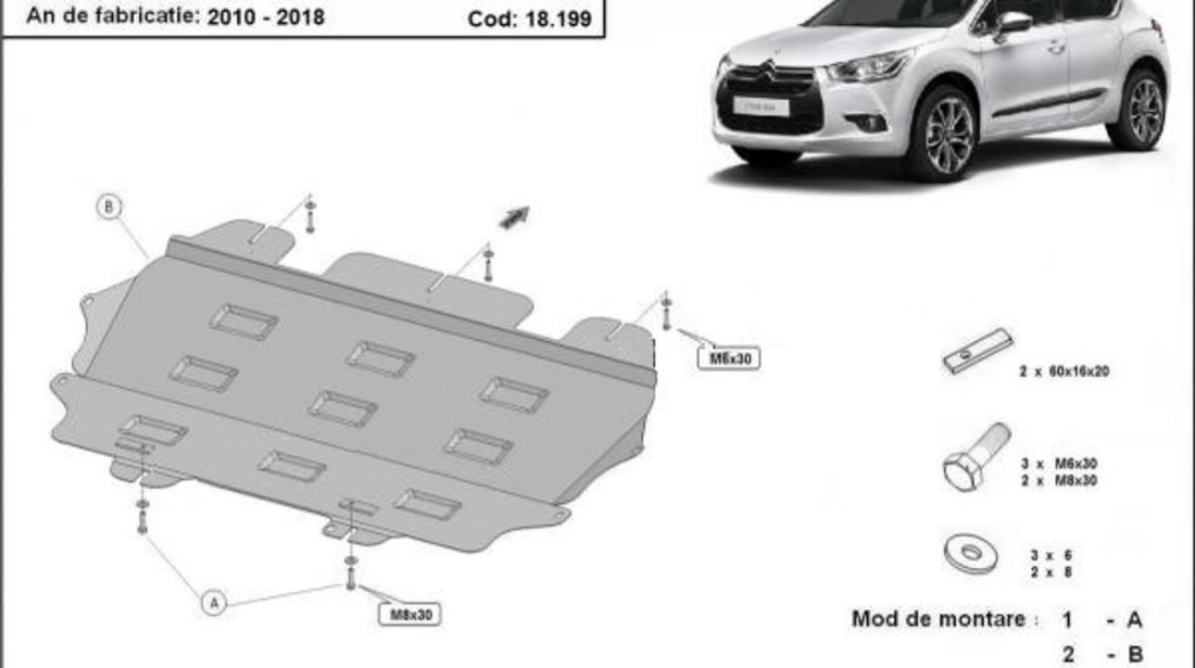 Scut motor metalic Citroen DS4 2011-2018