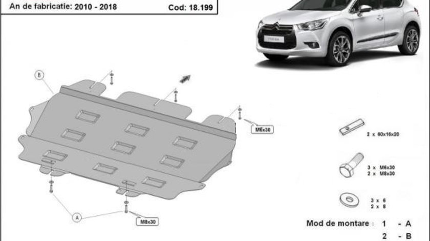 Scut motor metalic Citroen DS4 2011-2018