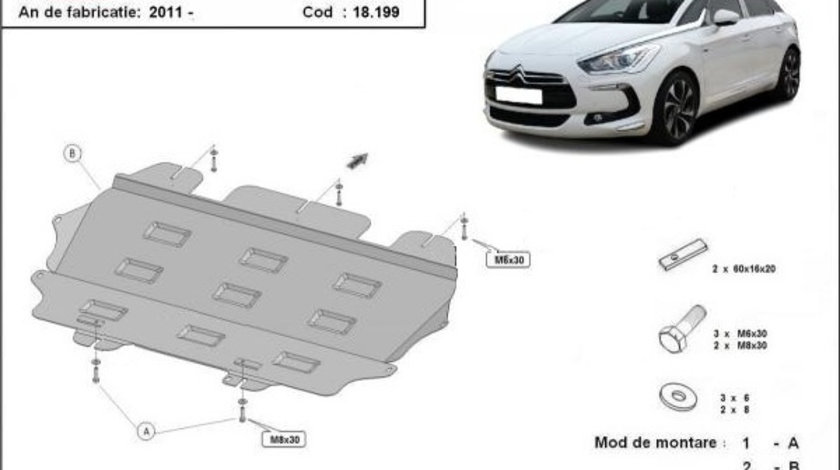 Scut motor metalic Citroen DS5 2012-prezent